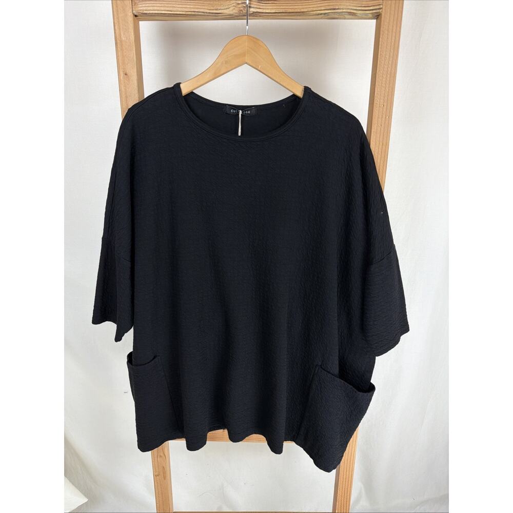 NWT Cutloose Black Round Neck Dropped Sleeve Tunic #0958 Size OS